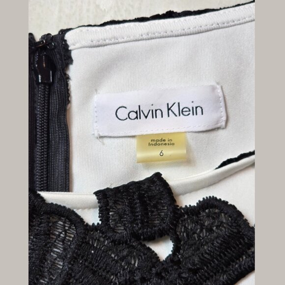 Calvin Klein Black Floral Lace Overlay Sheath Dress – Short Sleeve – Size 6 - Picture 6 of 6